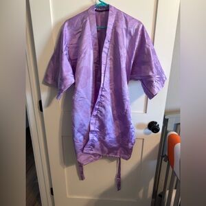 Purple Satin Kimono Robe
